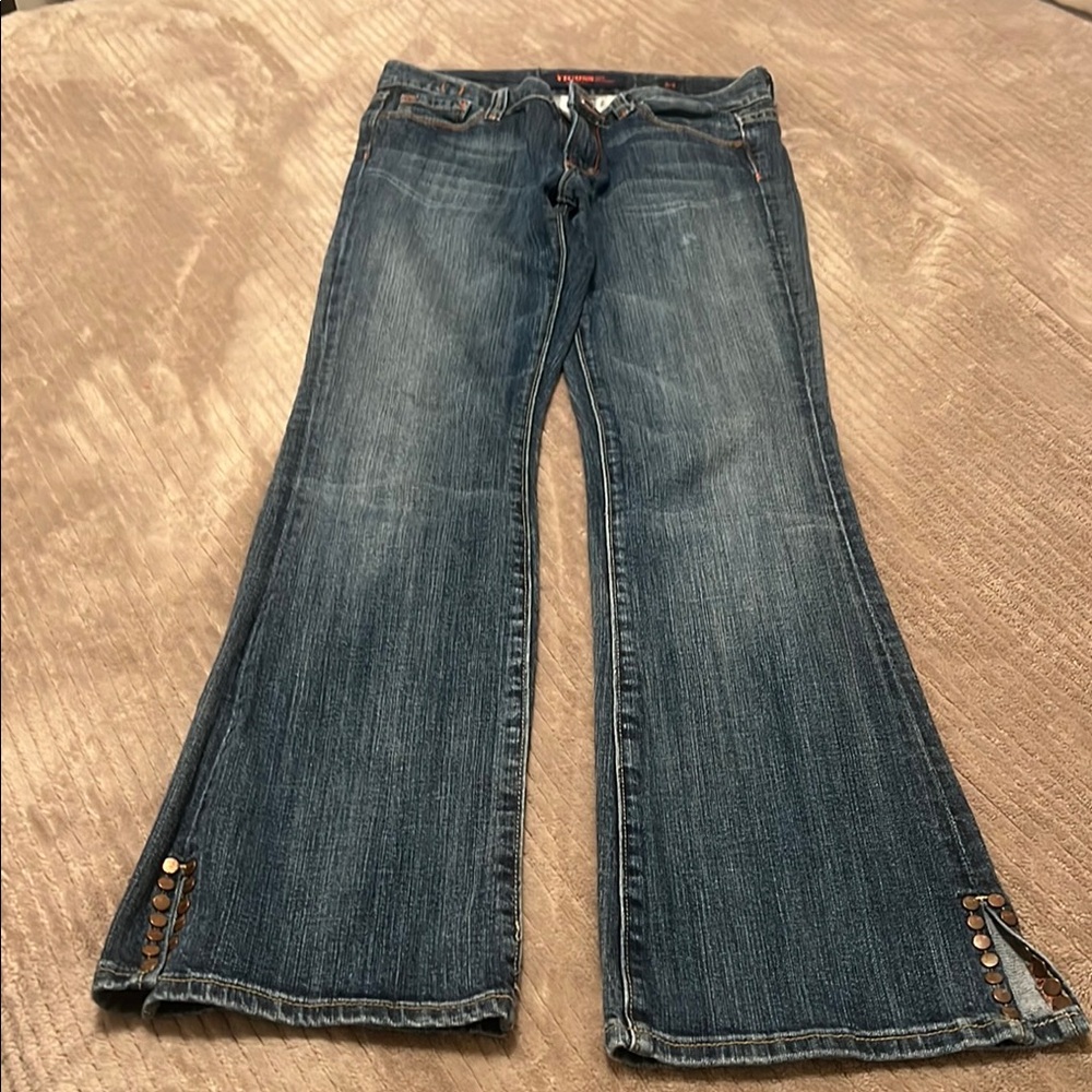 Vigoss Blue Wide Leg Flare Jeans with Natural Fading
